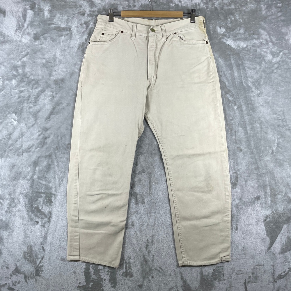True Vintage 40s Penneys Foremost Full Selvedge Off White Jeans Mens 33x27 flaw